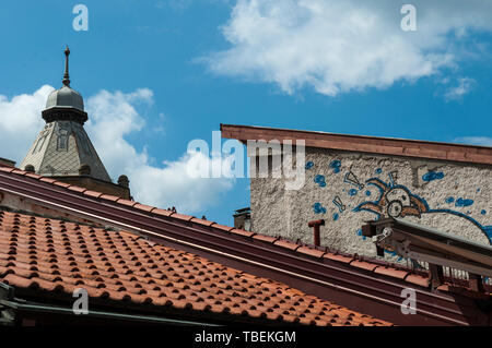 La Bosnie-et-Herzégovine : toitures et toits de la Bascarsija, le vieux bazar et le centre historique et culturel de Sarajevo depuis le 15e siècle Banque D'Images