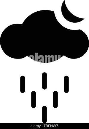 Lune-icône nuage de pluie glyphe - Vector black Illustration de Vecteur