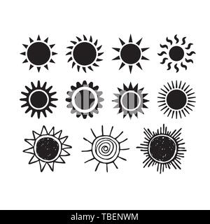 Formes Sun Set isolated on White Background Vector Illustration Illustration de Vecteur