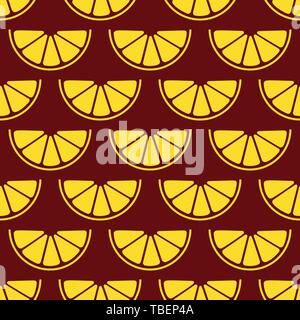 Les tranches de citron modèle homogène. Jaune plat de tranches de citron. Fond d'agrumes. Couleurs d'été, juteux fonds frais, éléments de design. Illustration de Vecteur