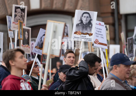 Vladivostok, Primorsky Krai - 9 mai 2019 : action patriotique régiment "Immortel" Banque D'Images