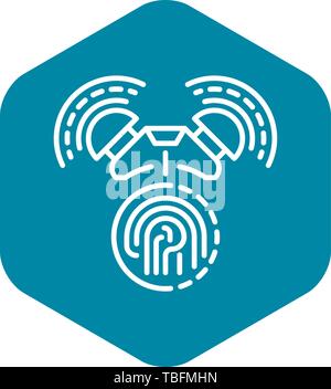 Icône d'alarme, d'empreintes digitales style contour Illustration de Vecteur