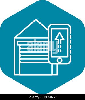 Ouvrez l'icône Smart garage style du contour, Illustration de Vecteur