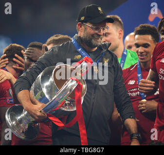 Madrid, 01.06.2019 Coach JŸrgen Klopp (Liverpool) avec cup Tottenham Hotspur - Liverpool FC Banque D'Images