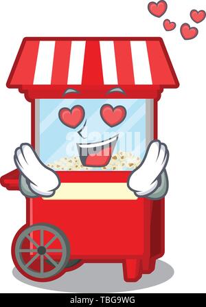 Dans l'amour machine à popcorn isolés dans la mascot Illustration de Vecteur