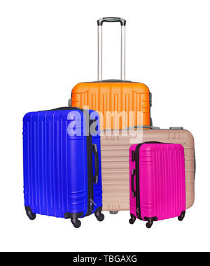 Valises de couleur sur fond blanc Banque D'Images