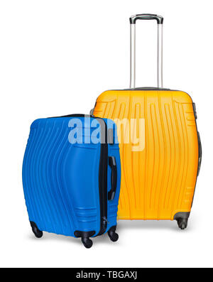 Valises de couleur sur fond blanc Banque D'Images