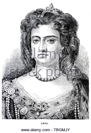 Anne, 1665 - 1714, a été la reine d'Angleterre, d'Écosse et d'Irlande entre 1702 et 1707, puis comme reine de Grande-Bretagne jusqu'à sa mort Banque D'Images