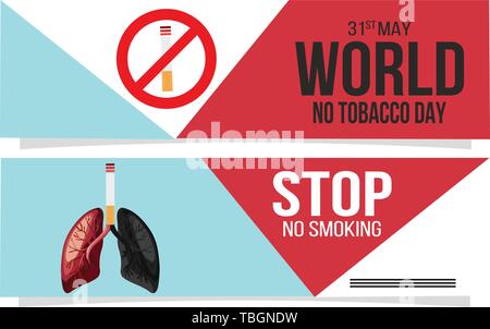 Ne pas fumer et de la Journée mondiale sans tabac. Banner Illustration de Vecteur