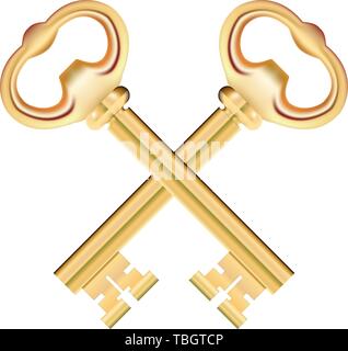 Les clés d'or croisés isolé sur fond blanc. Vector Illustration de Vecteur
