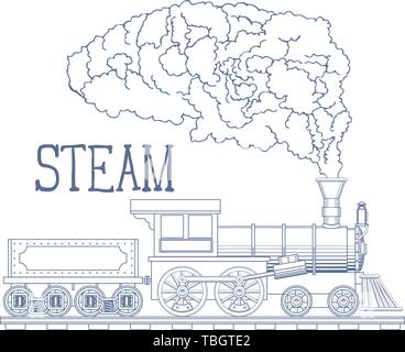 Train à vapeur d'époque faire graver l'illustration. Vector Illustration de Vecteur