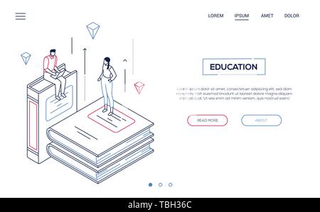 Concept de l'éducation - ligne style design bannière web isométrique Illustration de Vecteur