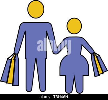 Garçon et fille l'icône de l'acheteur Illustration de Vecteur