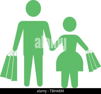 Garçon et fille l'icône de l'acheteur Illustration de Vecteur