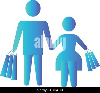 Garçon et fille l'icône de l'acheteur Illustration de Vecteur