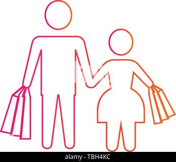 Garçon et fille l'icône de l'acheteur Illustration de Vecteur