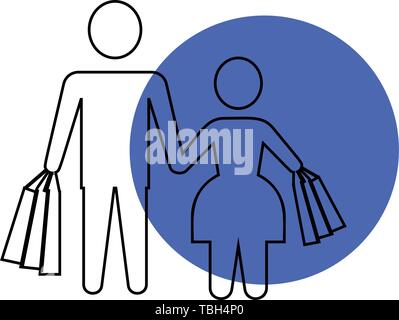 Garçon et fille l'icône de l'acheteur Illustration de Vecteur