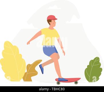 Adolescent sur une planche à roulettes - vector illustration Illustration de Vecteur