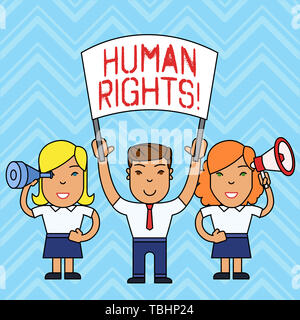 Écrit remarque montrant l'homme. Huanalysis Concept d'affaires pour l'égalité, de lutter pour vos droits de l'individualité de personnes avec des bannières, Mégaphone et Banque D'Images