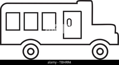 L'icône d'autobus scolaire linéaire Illustration de Vecteur