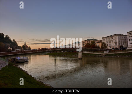 L'amour des verrous sur Makartsteg pont sur la Salzach, à Salzbourg, Autriche Banque D'Images