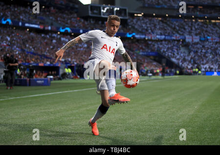 Tottenham Hotspur est Kieran Trippier durant la finale de la Ligue des champions au Wanda Metropolitano, Madrid. Banque D'Images