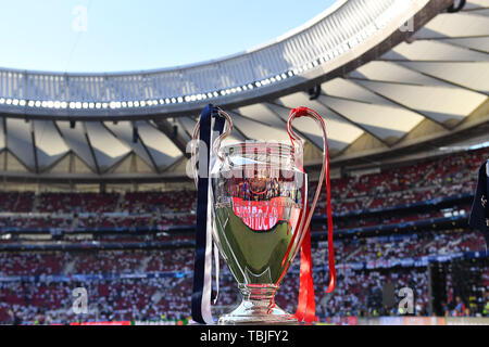 Madrid, Espagne. 01 Juin, 2019. Tasse, coupe, trophée, objectif. Finale de la Ligue des Champions de football 2019/Tottenham Hotspur-Liverpool FC 0-2, Saison2018/19, au 01.06.2019, Wanda Stade Metropolitano. Utilisation dans le monde entier | Credit : dpa/Alamy Live News Banque D'Images