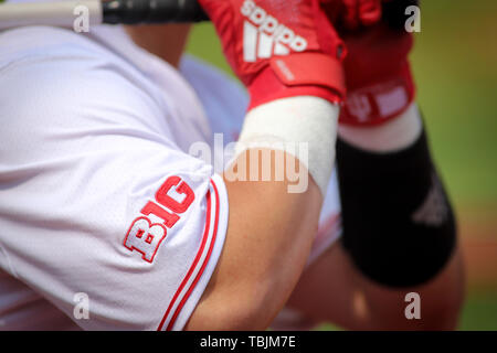 Louisville, Kentucky, USA. 31 mai, 2019. Le Big Ten Conference logo sur le bras d'un Indiana Hoosiers Lecteur pendant un base-ball NCAA au stade régional Jim Patterson à Louisville, KY. Kevin Schultz/CSM/Alamy Live News Banque D'Images