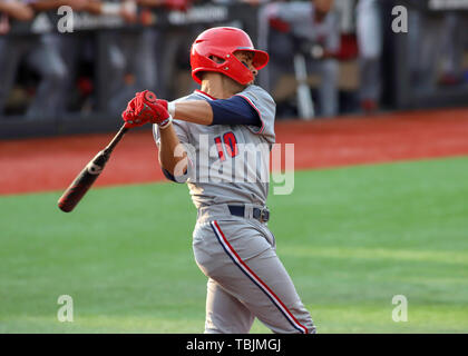 Louisville, Kentucky, USA. 31 mai, 2019. L'UIC Matt Bottcher lors d'une régionale de Baseball NCAA à Jim Patterson Stadium à Louisville, KY. Kevin Schultz/CSM/Alamy Live News Banque D'Images