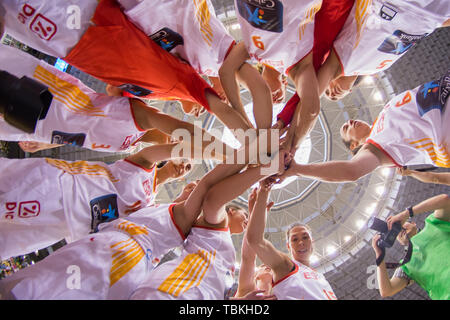 Burgos, Espagne. 01 Juin, 2019. Les joueurs espagnols au cours de l'Espagne la victoire sur la Lettonie (77 - 51) en match amical entre l'Espagne et la Lettonie a célébré au Coliseum Burgos à Burgos (Espagne), 1er juin 2019. Credit : Juan Carlos García Mate/Pacific Press/Alamy Live News Banque D'Images