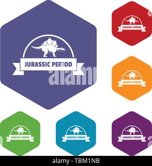 L'hexaèdre vecteur icônes jurassique Illustration de Vecteur