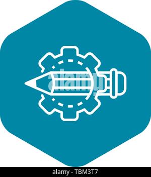 L'icône de roue dentée de l'esquisse au crayon, style Illustration de Vecteur