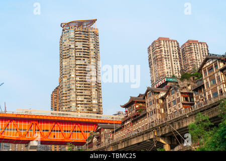 L'architecture ancienne de Hongya Cave Scenic Area à Chongqing, Chine Banque D'Images