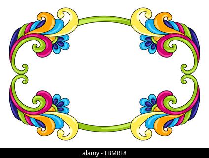 Cadre décoratif mexicain avec des tourbillons. Illustration de Vecteur