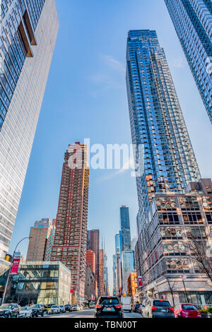 Décembre, 2018 : une énorme et superbe vue sur les bâtiments du centre de Manhattan. Banque D'Images
