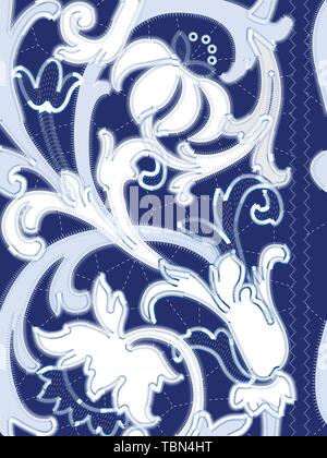 Les motifs de broderie Richelieu blanc sur fond bleu comme motif transparent Illustration de Vecteur