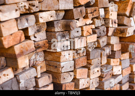 Usine à bois avec plein de bois de coupe de l'entrepôt. Usine et production. Industrie de l'environnement et la structure concept. Banque D'Images