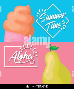 Avec l'affiche de l'été et de poire cupcake design illustration vectorielle Illustration de Vecteur