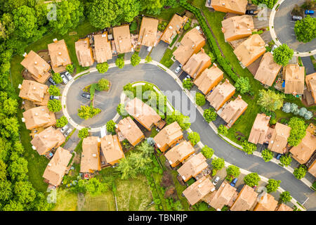 Birds Eye View d'une communauté de banlieue du New Jersey. Banque D'Images