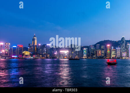 Nuit à Victoria, Hong Kong Banque D'Images