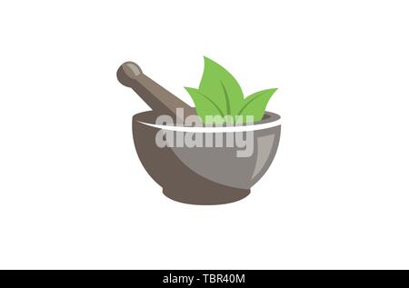 Creative Traditional Bowl Grind Pharmacy logo Design Vector Illustration de Vecteur