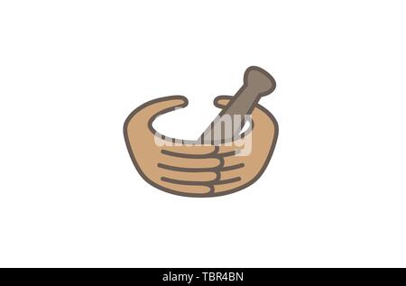 Creative Abstract Apothecary Bowl Grind mains tenant soin logo Illustration de Vecteur