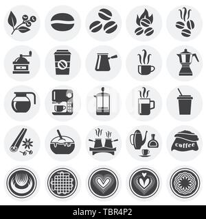 Les icônes café situé sur arrière-plan de conception graphique et web. Simple illustration. Concept Internet symbole de bouton site web ou application mobile. Illustration de Vecteur