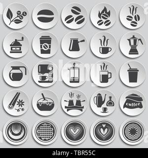 Les icônes café situé sur arrière-plan de conception graphique et web. Simple illustration. Concept Internet symbole de bouton site web ou application mobile. Illustration de Vecteur