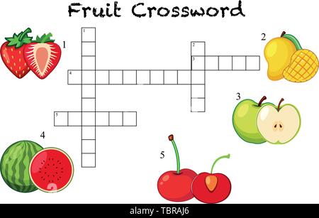 Jeu de mots croisés illustration modèle fruits Illustration de Vecteur