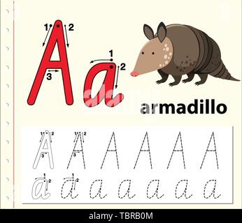 Lettre d'un alphabet de traçage illustration feuilles Illustration de Vecteur