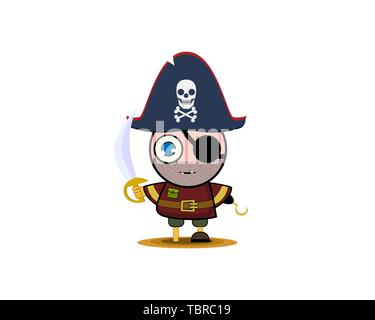 Un garçon dans un costume de pirate. Vector illustration. Illustration de Vecteur