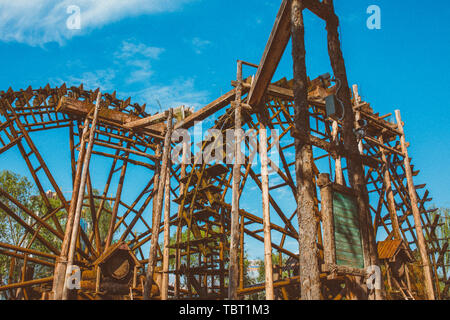 Photographie documentaire : Lanzhou Jincheng, pont de Zhongshan, le camion d'eau Jardin Banque D'Images