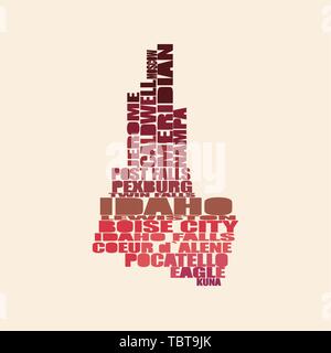 Nuage de mots Plan de Idaho State Illustration de Vecteur
