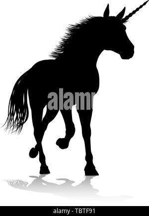 Silhouette Cheval à cornes de licorne Illustration de Vecteur